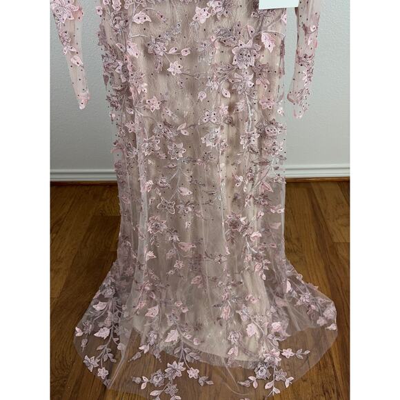 B58 Mac Duggal Floral Long Gown Womens 8 Modest Wedding Garden Coquette Gala - Picture 7 of 11